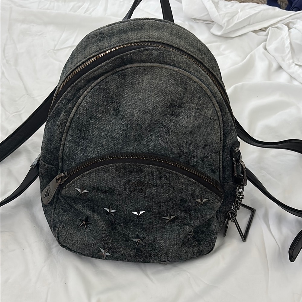 Guess Black Backpack with Distressed Denim Look